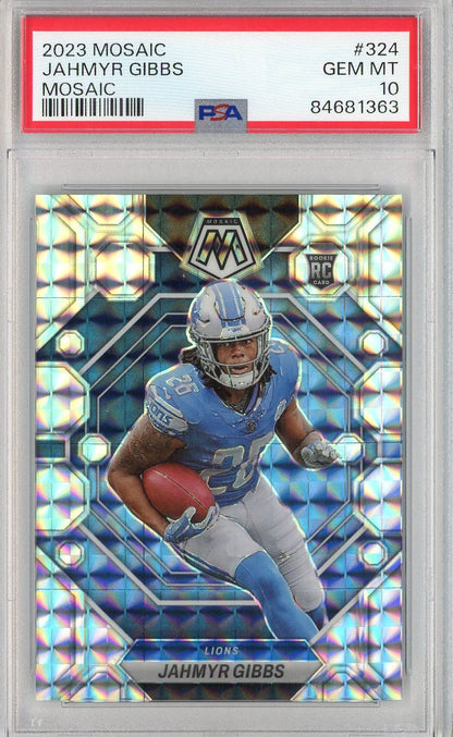 Graded 2023 Mosaic Jahmyr Gibbs #324 Mosaic Rookie RC Football Card PSA 10 Gem Mint