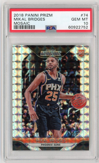 Graded 2018 Panini Prizm Mikal Bridges #74 Mosaic Rookie RC Basketball Card PSA 10 Gem Mint