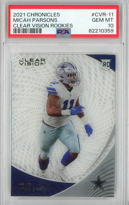 Graded 2021 Chronicles Micah Parsons #CVR11 Clear Vision Rookies RC Football Card PSA 10 Gem Mint