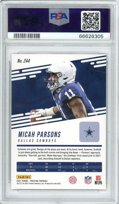 Graded 2021 Panini Prestige Micah Parsons #244 Hyper Xtra Points Rookie RC Football Card PSA 10 Gem Mint