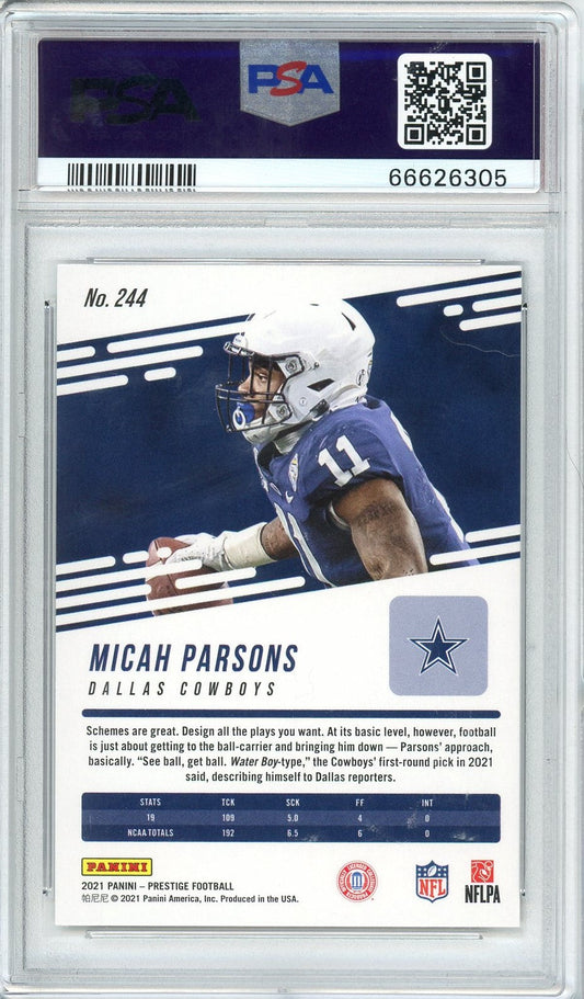 Graded 2021 Panini Prestige Micah Parsons #244 Hyper Xtra Points Rookie RC Football Card PSA 10 Gem Mint