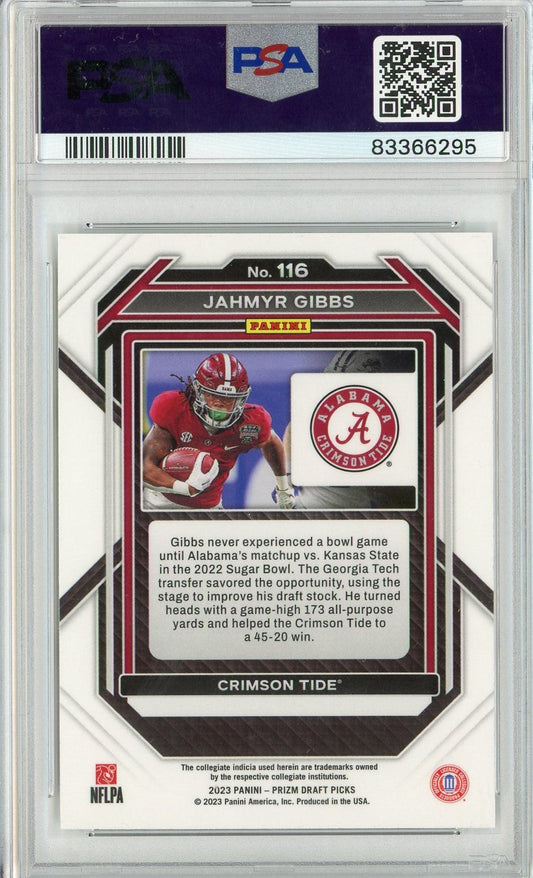 Graded 2023 Prizm DP Jahmyr Gibbs #116 Rookie RC Football Card PSA 10 Gem Mint
