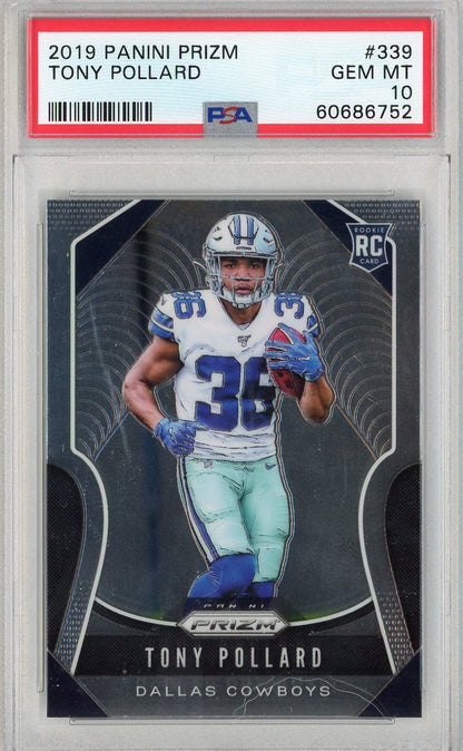Graded 2019 Panini Prizm Tony Pollard #339 Rookie RC Football Card PSA 10 Gem Mint