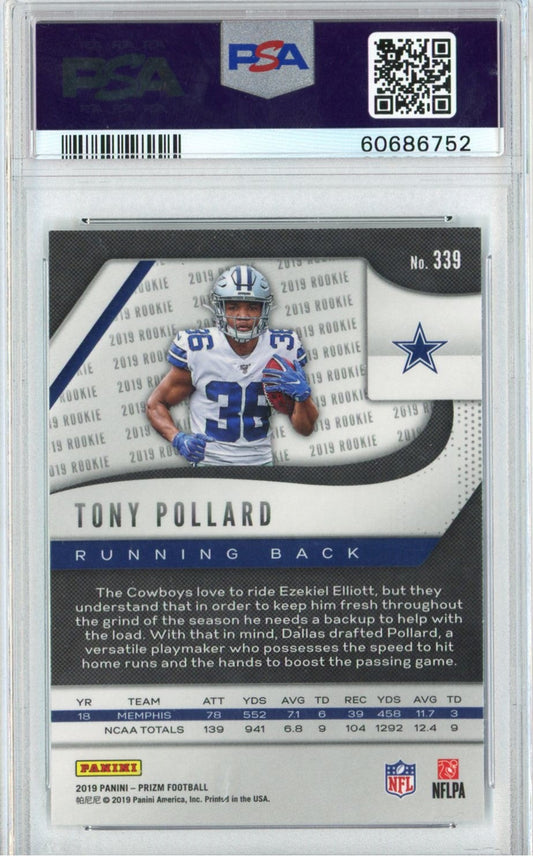 Graded 2019 Panini Prizm Tony Pollard #339 Rookie RC Football Card PSA 10 Gem Mint