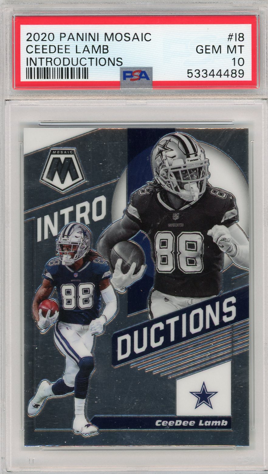 Graded 2020 Panini Mosaic CeeDee Lamb #I8 Introductions Rookie RC Football Card PSA 10 Gem Mint