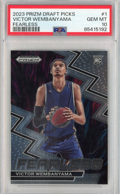 Graded 2023 Panini Prizm Draft Picks Victor Wembanyama #1 Fearless Rookie Basketball Card PSA 10 Gem Mint