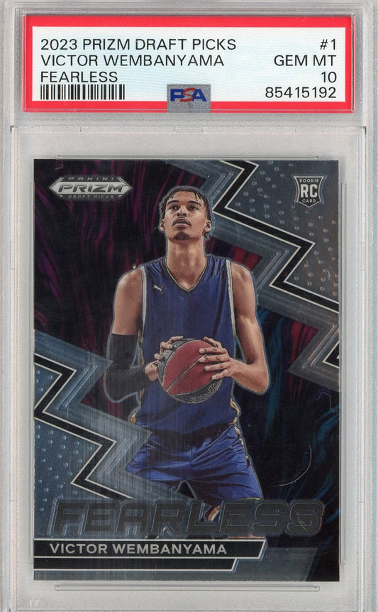 Graded 2023 Panini Prizm Draft Picks Victor Wembanyama #1 Fearless Rookie Basketball Card PSA 10 Gem Mint