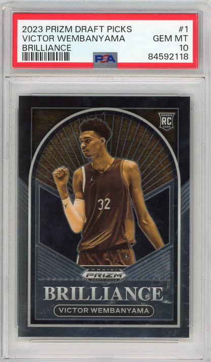 Graded 2023 Panini Prizm Draft Picks Victor Wembanyama #1 Brilliance Rookie RC Basketball Card PSA 10 Gem Mint