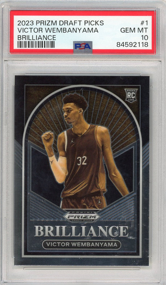 Graded 2023 Panini Prizm Draft Picks Victor Wembanyama #1 Brilliance Rookie RC Basketball Card PSA 10 Gem Mint