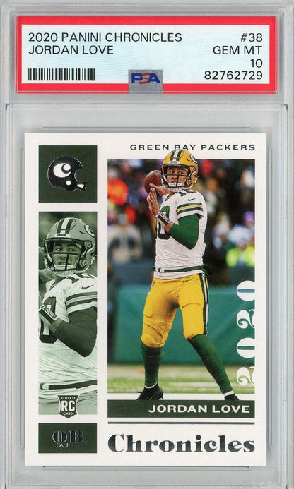 Graded 2020 Panini Chronicles Jordan Love #38 Rookie RC Football Card PSA 10 Gem Mint