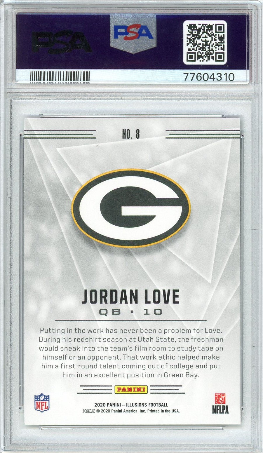 Graded 2020 Panini Illusions Jordan Love #8 Retail Rookie RC Football Card PSA 10 Gem Mint