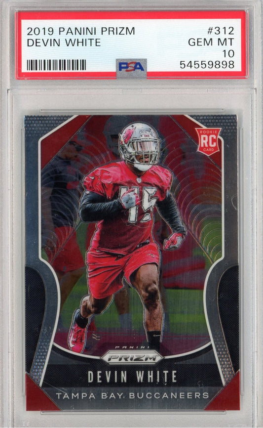 Graded 2019 Panini Prizm Devin White #312 Rookie RC Football Card PSA 10 Mint