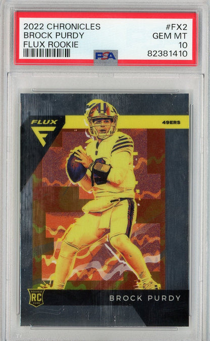 Graded 2022 Panini Chronicles Brock Purdy #FX2 Flux Rookie RC Football Card PSA 10 Gem Mint