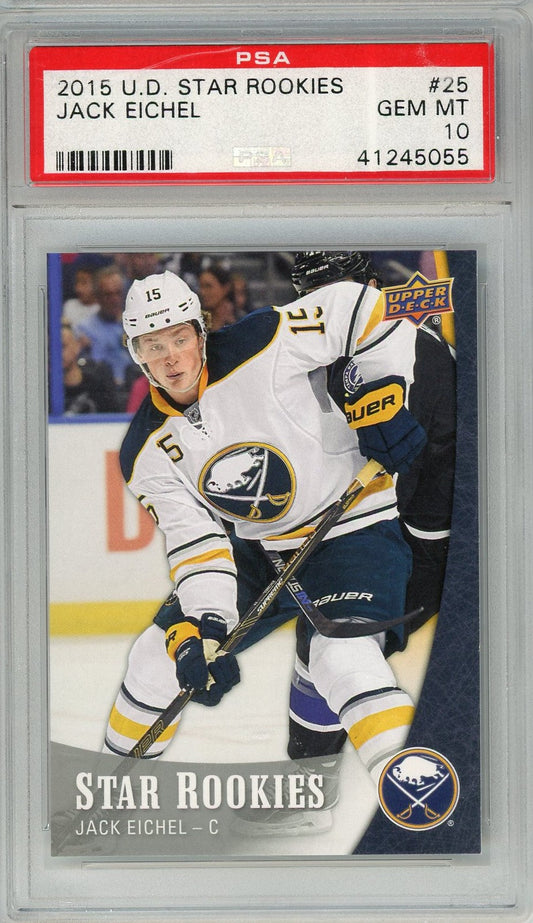 Graded 2015 UD Star Rookies Jack Eichel #25 Rookie RC Hockey Card PSA 10 Gem Mint