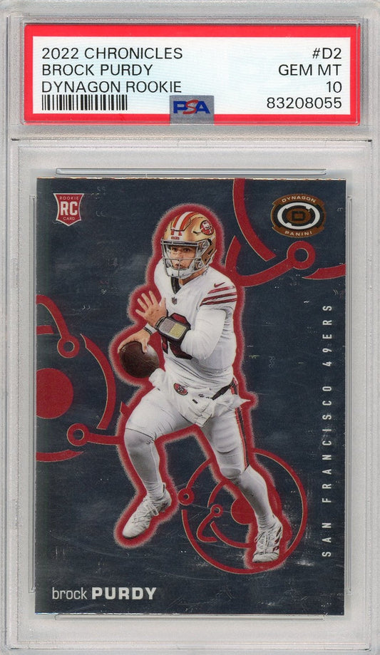 Graded 2022 Panini Chronicles Brock Purdy #D2 Dynagon Rookie RC Football Card PSA 10 Gem Mint