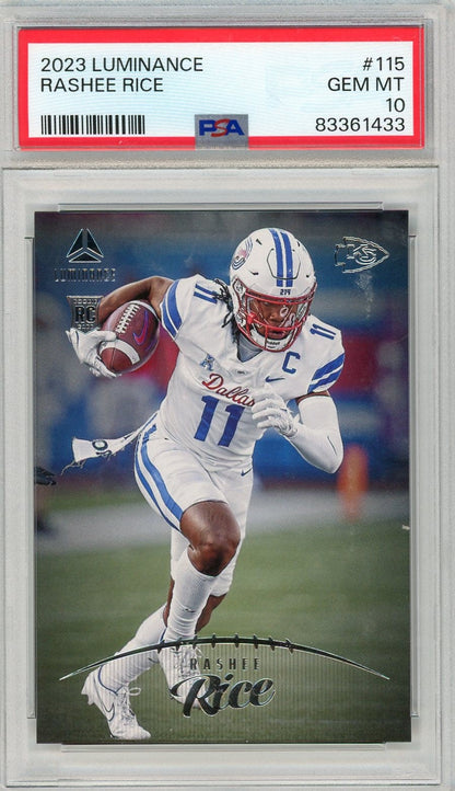 Graded 2023 Panini Luminance Rashee Rice #115 Rookie RC Football Card PSA 10 Gem Mint