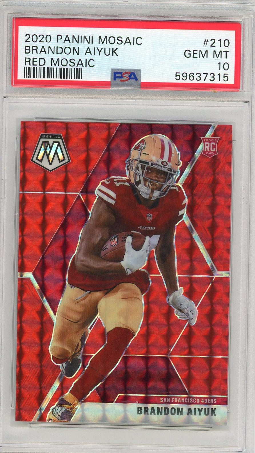 Graded 2020 Panini Mosaic Brandon Aiyuk #210 Red Mosaic Rookie RC Football Card PSA 10 Gem Mint