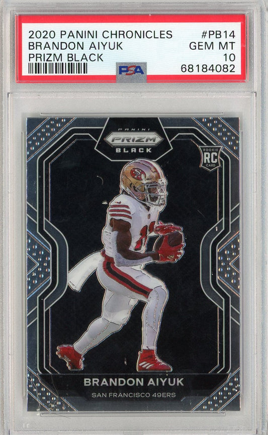 Graded 2020 Panini Chronicles Brandon Aiyuk #PB14 Prizm Black Rookie RC Football Card PSA 10 Gem Mint