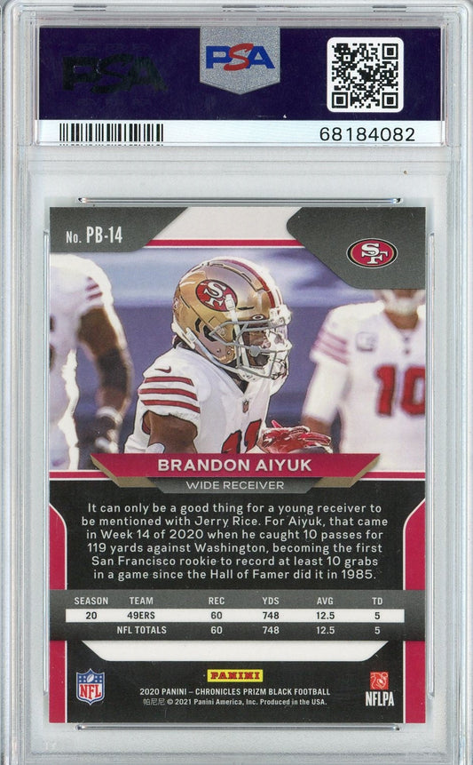 Graded 2020 Panini Chronicles Brandon Aiyuk #PB14 Prizm Black Rookie RC Football Card PSA 10 Gem Mint