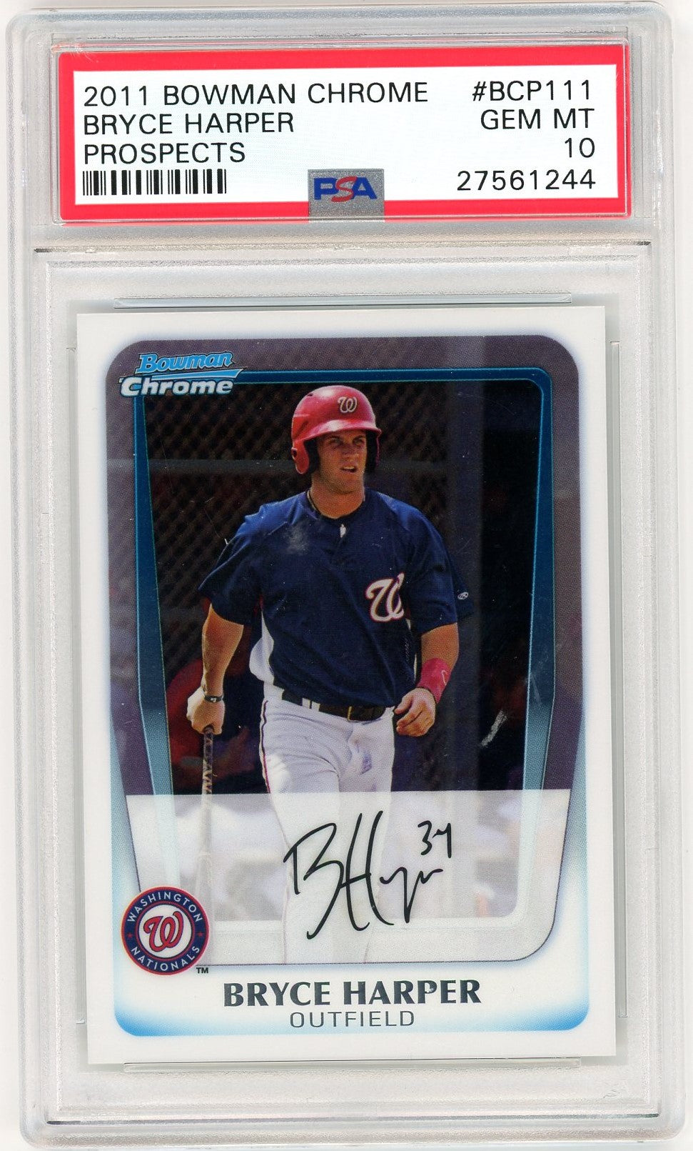 Graded 2011 Bowman Chrome Prospects Bryce Harper #BCP111 Rookie RC Baseball Card PSA 10 Gem Mint