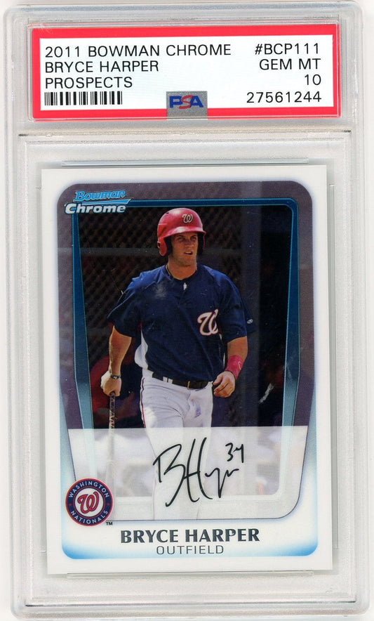 Graded 2011 Bowman Chrome Prospects Bryce Harper #BCP111 Rookie RC Baseball Card PSA 10 Gem Mint