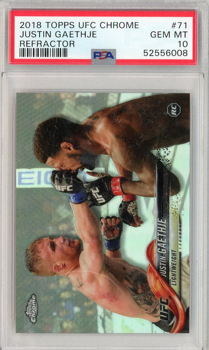 Graded 2018 Topps Chrome Justin Gaethje #71 Refractor Rookie RC UFC MMA Card PSA 10 Gem Mint