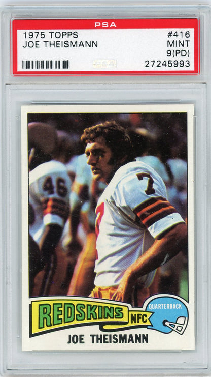 Graded 1975 Topps Joe Theismann #416 Rookie RC Football Card PSA 9 Mint