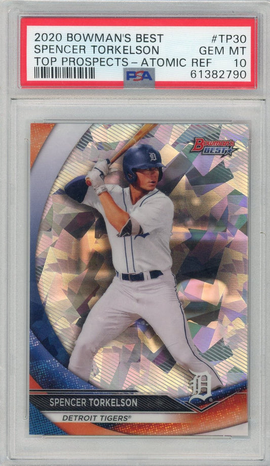 Graded 2020 Topps Bowmans Best Spencer Torkelson #TP30 Top Prospects Atomic Refractor Rookie RC Baseball Card PSA 10 Gem Mint