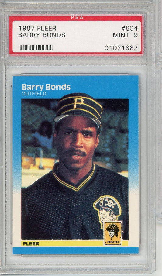 Graded 1987 Fleer Barry Bonds #604 Rookie RC Baseball Card PSA 9 Mint
