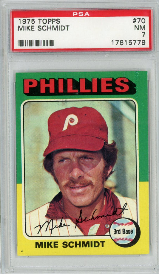 Graded 1975 Topps Mike Schmidt #70 Baseball Card PSA 7 Near Mint