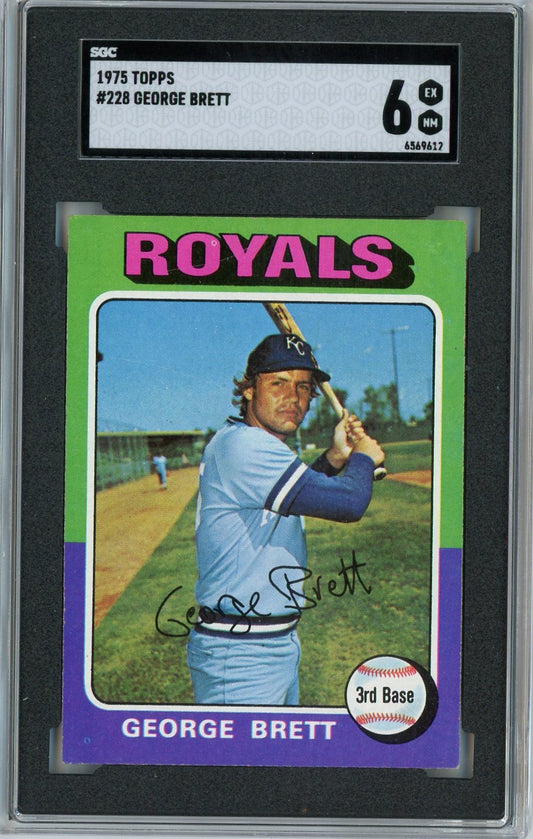 Graded 1975 Topps George Brett #228 Rookie RC Baseball Card SGC 6 EX-MT