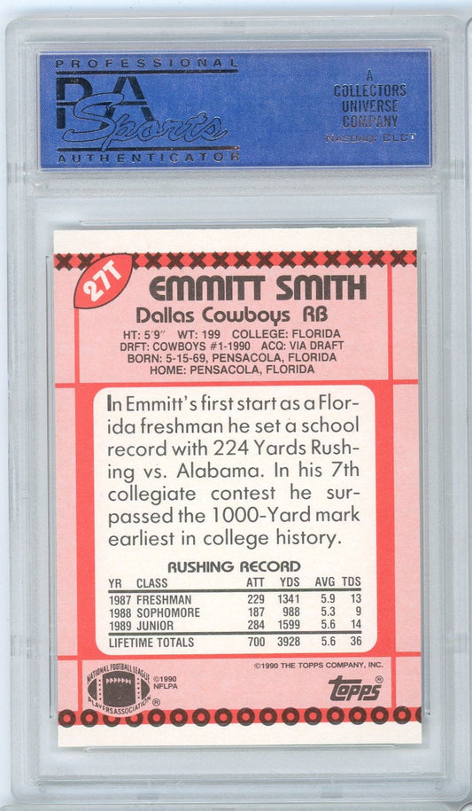 Graded 1990 Topps Traded Emmitt Smith #27T Rookie RC Football Card PSA 10 Gem Mint