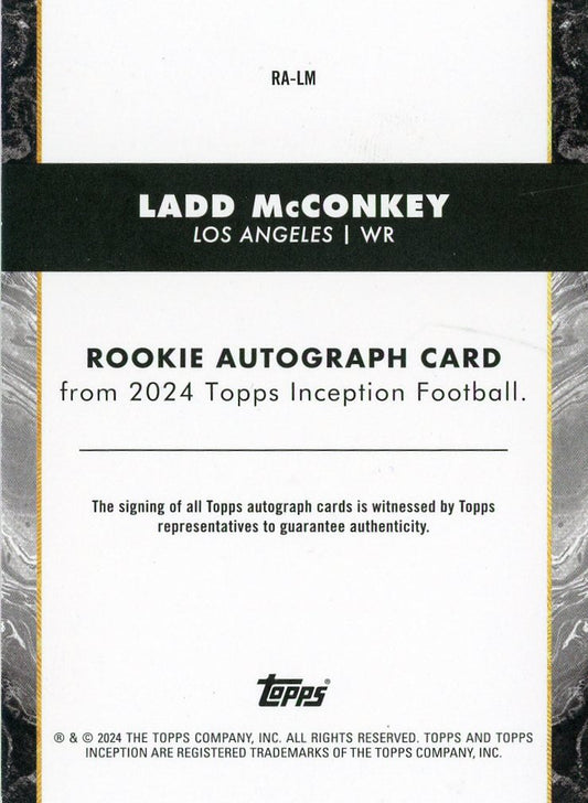 2024 Topps Inception Ladd McConkey #RALM Purple Autograph /125 Rookie RC Football Card