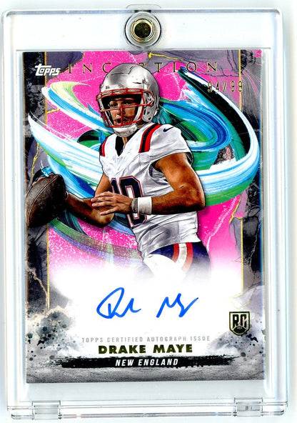 2024 Topps Inception Drake Maye #RADM Magenta Auto /99 Rookie RC Football Card