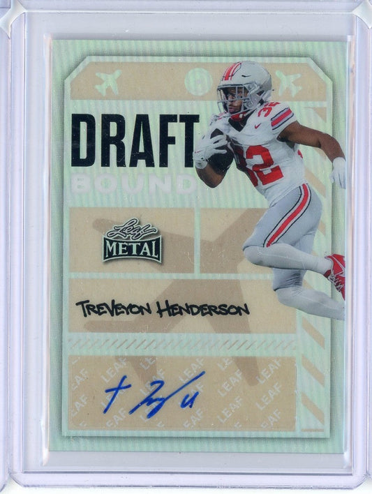 2025 Leaf Metal TreVeyon Henderson #DBATH1 Draft Bound Silver /80 Rookie RC Football Card