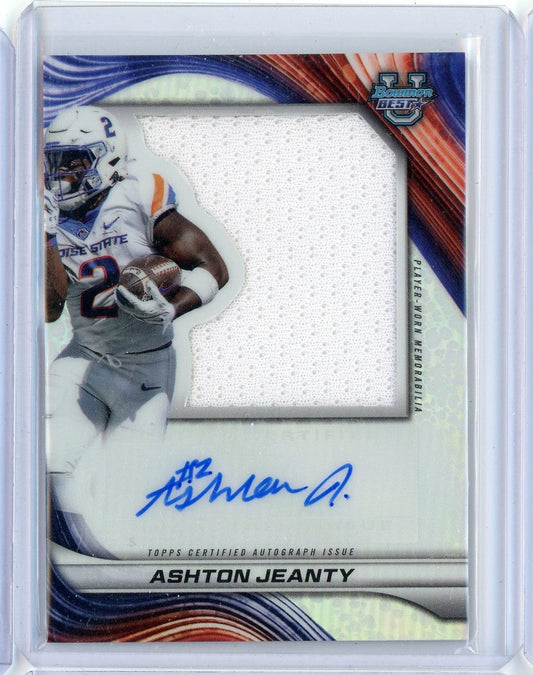 2024 Topps Bowman Best University Ashton Jeanty #PJAAJ Prospect Jumbo Relic Auto Rookie RC Football Card