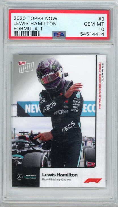 Graded 2020 Topps Now F1 Lewis Hamilton #9 F1 Racing Card PSA 10 Gem Mint