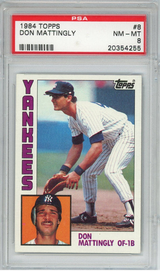 Graded 1984 Topps Don Mattingly #GOYANKS Rookie RC Baseball Card PSA 8 NM-MT