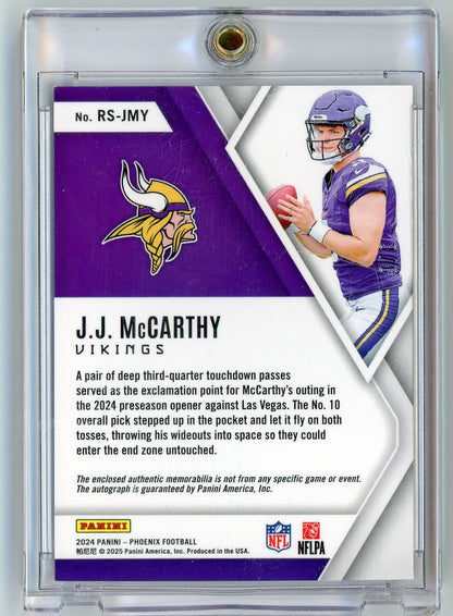 2024 Panini Phoenix Rookie Silhouettes JJ McCarthy #RS-JMY Rookie Patch Auto RPA /6 Rookie RC Football Card