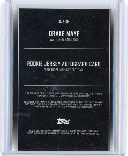 2024 Topps Midnight Drake Maye #RJA-DM Rookie Patch Autograph RPA Rookie RC Football Card