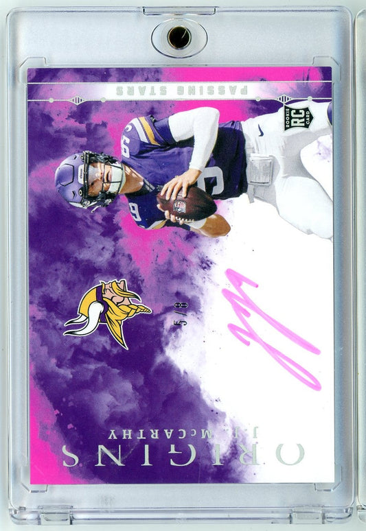 2024 Panini Origins FOTL JJ McCarthy #PSS-JMC #'/8 Passing Stars Pink Autograph Rookie RC Football Card