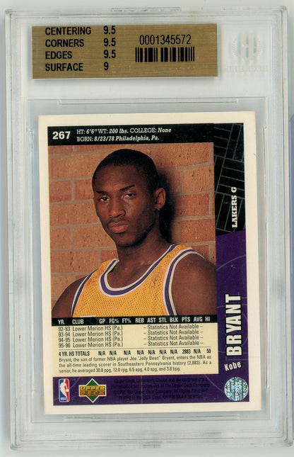 Graded 1996-97 Collector's Choice Kobe Bryant #267 Rookie RC Basketball Card BGS 9.5 Gem Mint