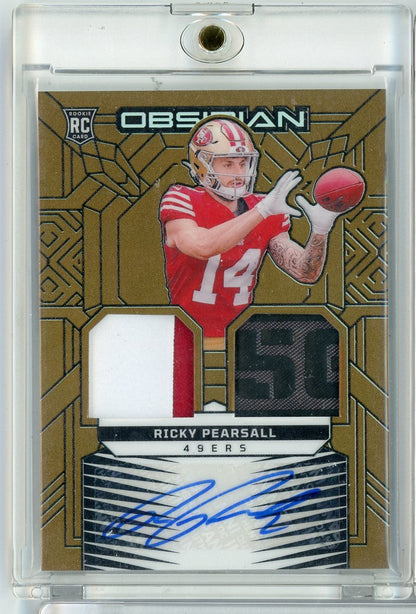 2024 Panini Obsidian Ricky Pearsall #RMI-RPL RPA Laundry Tag Auto 01/10 Rookie RC Football Card