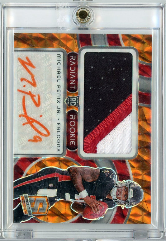 2024 Panini Spectra Radiant Rookie Michael Penix Jr #RRP-MPJ RPA Orange Auto /15 Rookie RC Football Card