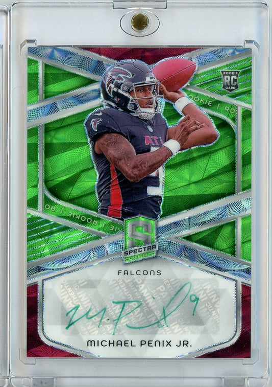 2024 Panini Spectra Michael Penix Jr #RA-MPJ RPA Neon Green Auto /35 Rookie RC Football Card