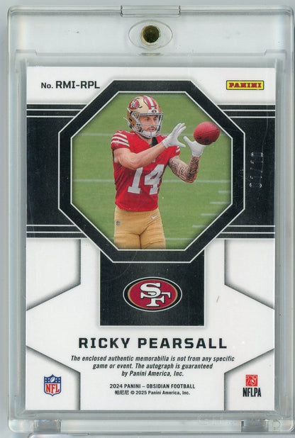 2024 Panini Obsidian Ricky Pearsall #RMI-RPL RPA Laundry Tag Auto 01/10 Rookie RC Football Card