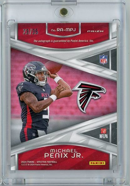 2024 Panini Spectra Michael Penix Jr #RA-MPJ RPA Neon Green Auto /35 Rookie RC Football Card