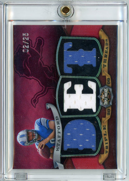 2009 Topps Triple Threads Matthew Stafford #TTR-2 Triple Relic /25 Rookie RC Football Card