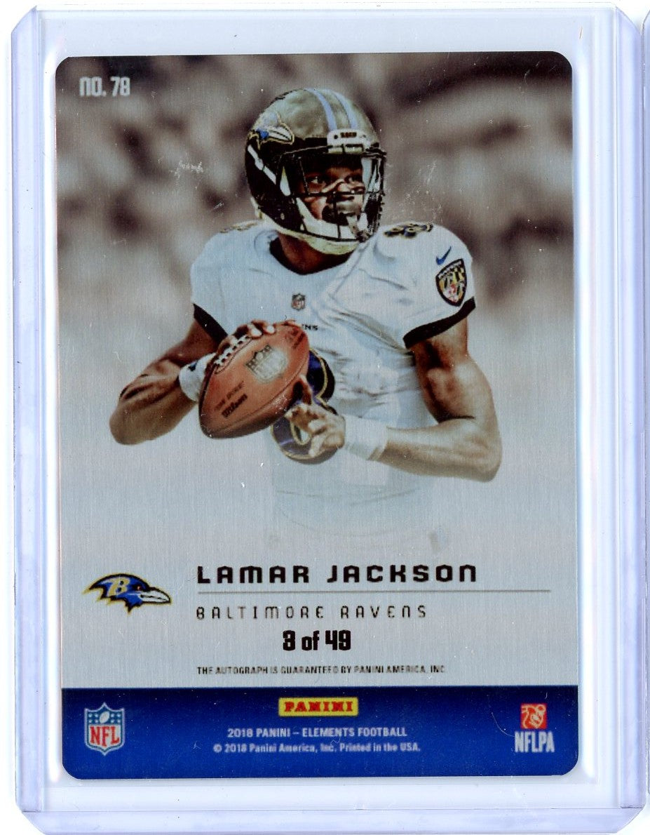 2018 Panini Elements Lamar Jackson #78 Rookie Auto /49 Rookie RC Football Card