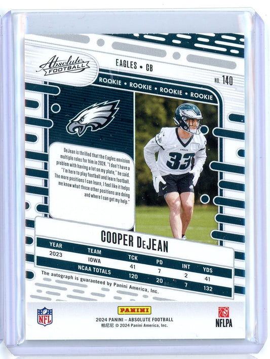 2024 Panini Absolute Signature Spectrum Cooper DeJean #140 /299 Auto Rookie RC Football Card